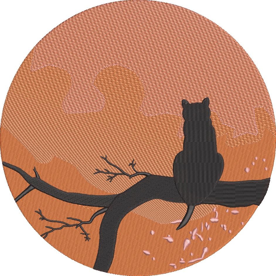 Cat Silhouette In the Moon